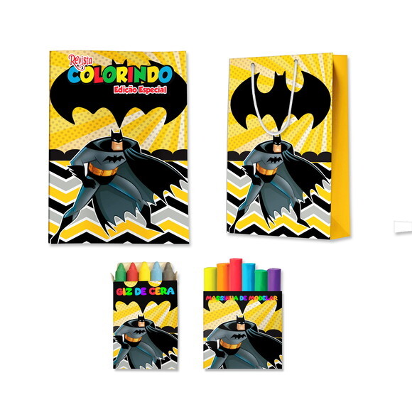 Kit Colorir com Massinha e Sacola Batman | Lembrancinha Festa Inf