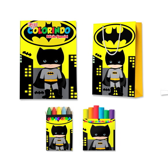 Kit Colorir com Massinha e Sacola Batman Cute Baby | Lembrancinha