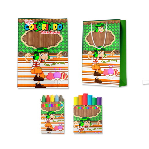 Kit Colorir com Massinha e Sacola Chaves | Lembrancinha Festa Inf
