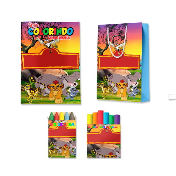 Kit Colorir com Massinha e Sacola Guarda do Leão | Lembrancinha 