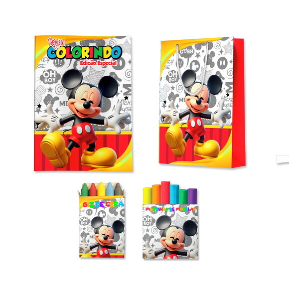 Kit Colorir com Massinha e Sacola Mickey | Lembrancinha Festa Inf