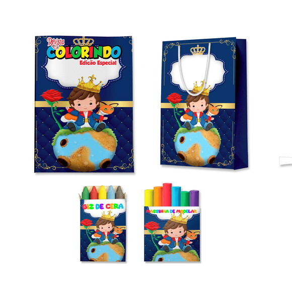 Kit Colorir com Massinha e Sacola Pequeno Príncipe | Lembrancinh