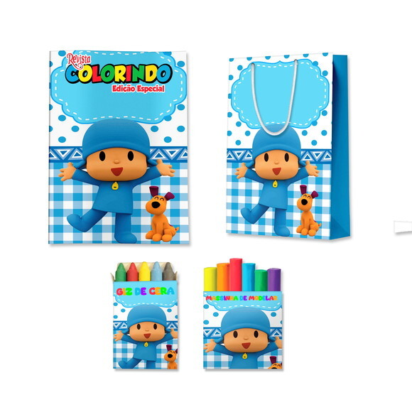 Kit Colorir com Massinha e Sacola Pocoyo | Lembrancinha Festa Inf