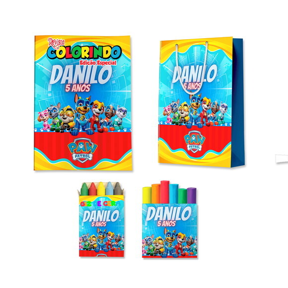 Kit Colorir com Massinha e Sacola Super Filhotes | Lembrancinha F