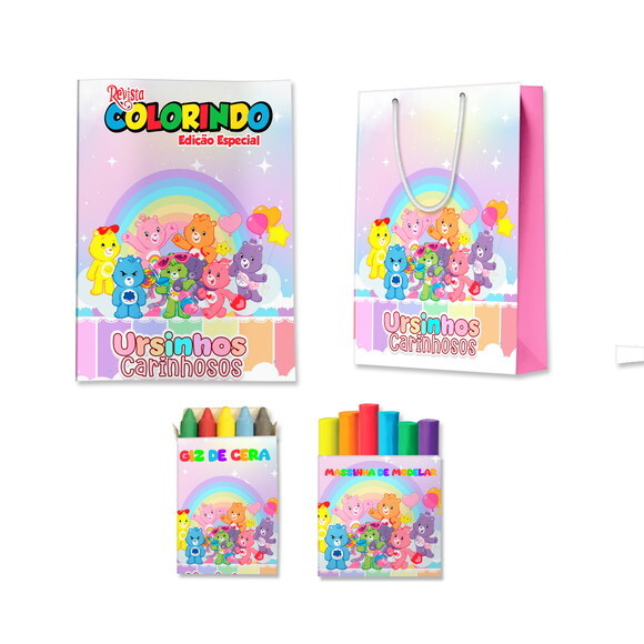 Kit Colorir com Massinha e Sacola Ursinhos Carinhosos | Lembranci