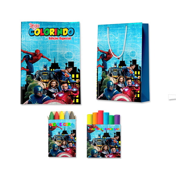 Kit Colorir com Massinha e Sacola Vingadores | Lembrancinha Festa