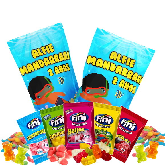 Fini Personalizado Fundo do Mar no Saquinho Metalizado Zip Lock n