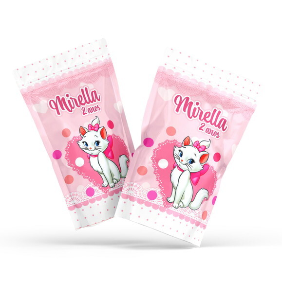Fini Personalizado Gatinha Marie no Saquinho Metalizado Zip Lock 