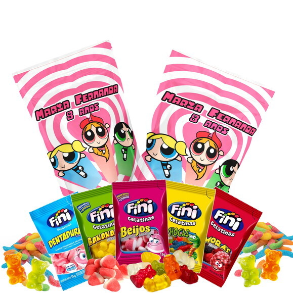 Fini Personalizado Meninas Super Poderosas no Saquinho Metalizado