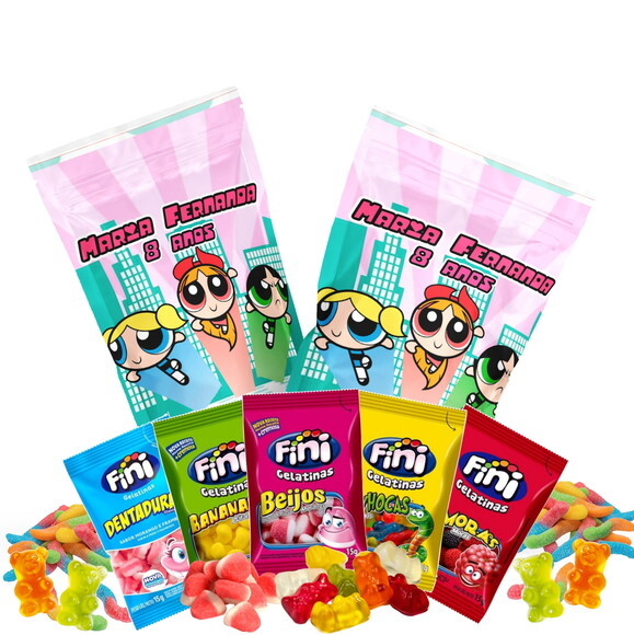 Fini Personalizado Meninas Super Poderosas no Saquinho Metalizado