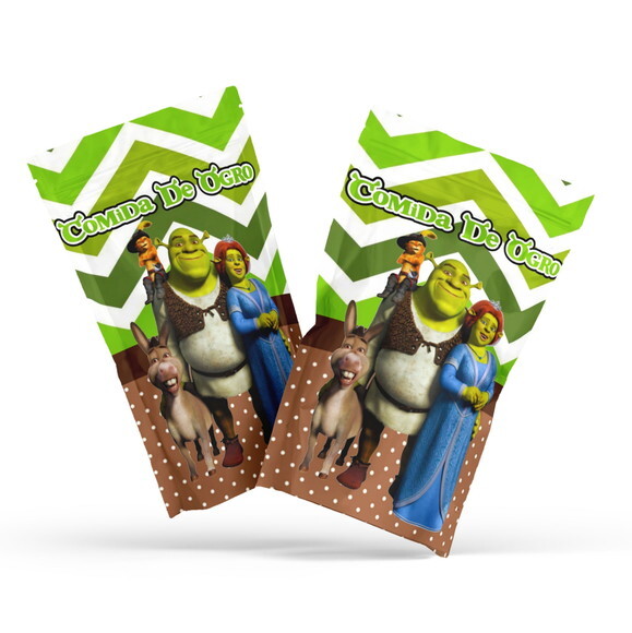 Fini Personalizado Shrek no Saquinho Metalizado Zip Lock no Saqui