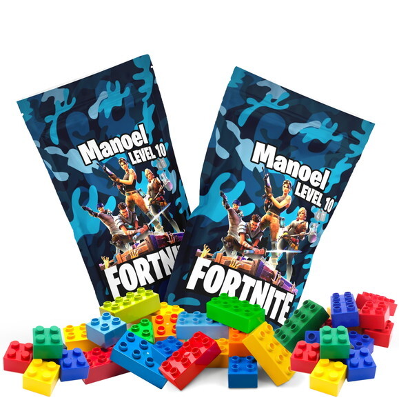 Blocos de Montar Fortnite no Saquinho Metalizado Zip Lock no Saqu