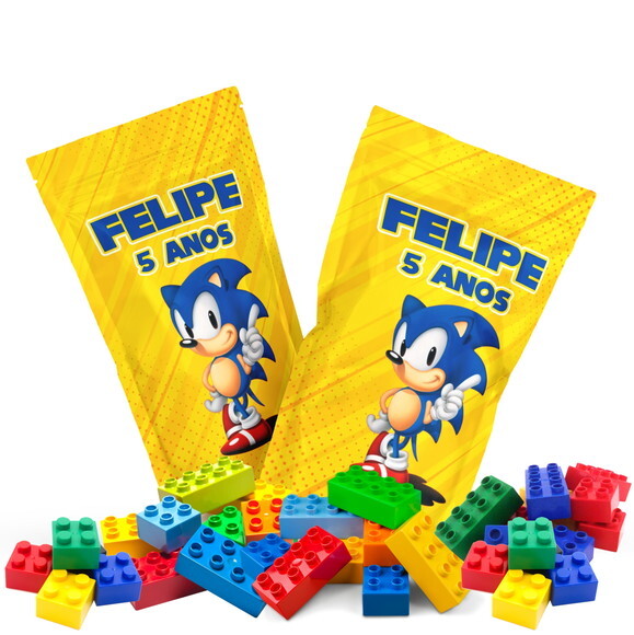 Blocos de Montar Sonic no Saquinho Metalizado no Saquinho Persona