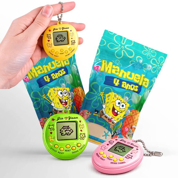 Tamagotchi Bob Esponja |  no Zip Metalizado no Saquinho Personali