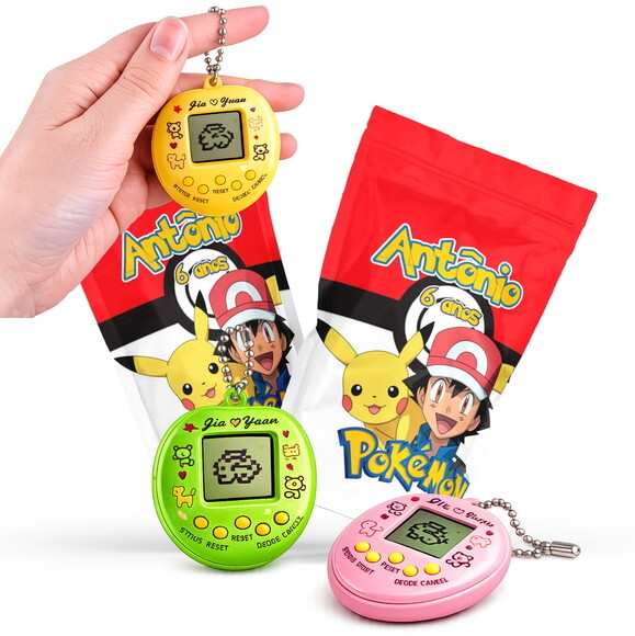 Tamagotchi Pokémon |  no Zip Metalizado no Saquinho Personalizad