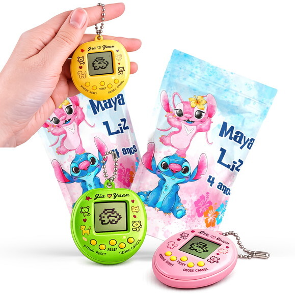 Tamagotchi Stitch e Angel  no Zip Metalizado no Saquinho Personal
