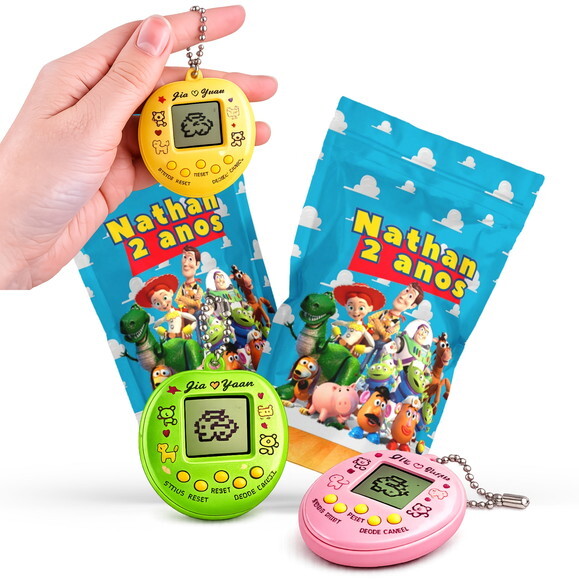 Tamagotchi Toy Story |  no Zip Metalizado no Saquinho Personaliza