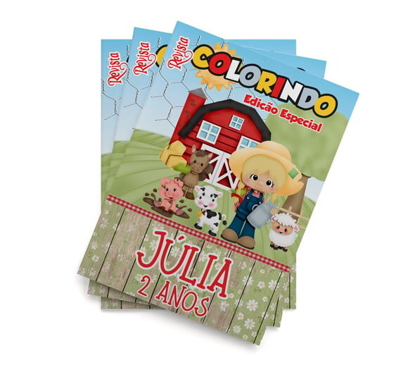 Livro de Colorir Fazendinha Menina Loira Tam 14x10cm | Lembrancin