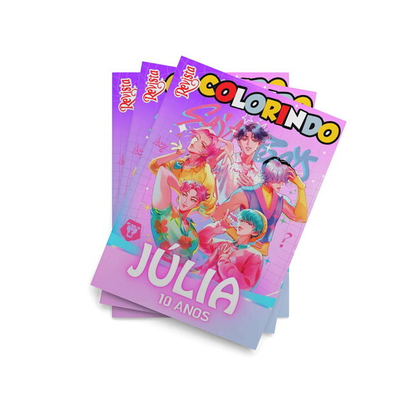 Livro de Colorir Saja Boys Kpop Personalizada 14x10 cm | Lembranc