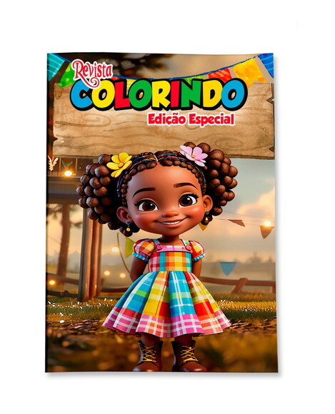 Livro de Colorir  Arraiá Festa Junina Menina Negra | Lembrancinh