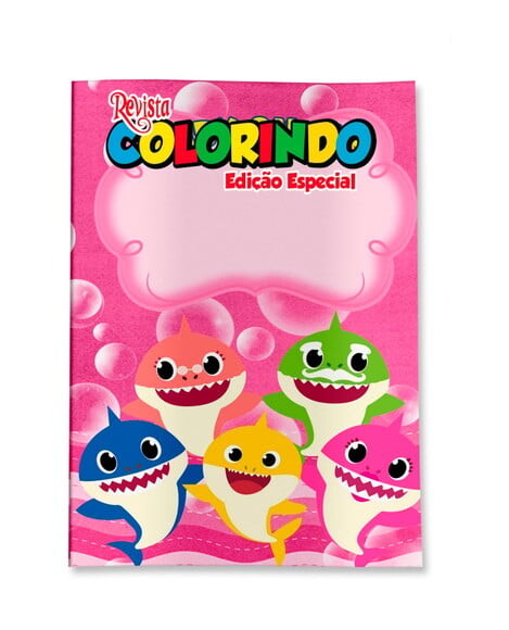 Livro de Colorir  Baby Shark Rosa 14x10 | Lembrancinha Festa Infa