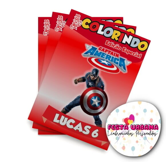 Livro de Colorir  Capitão América 14x10 | Lembrancinha Festa In