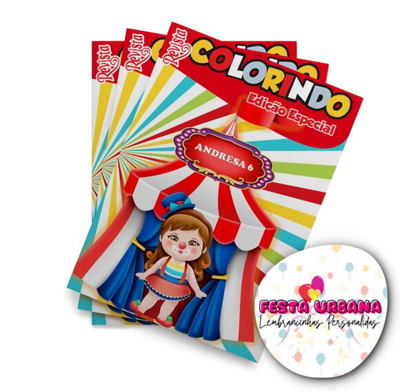 Livro de Colorir  Circo Menina 14x10 | Lembrancinha Festa Infanti