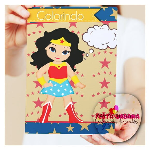 Livro de Colorir Mulher Maravilha Cute Baby | Lembrancinha Festa 