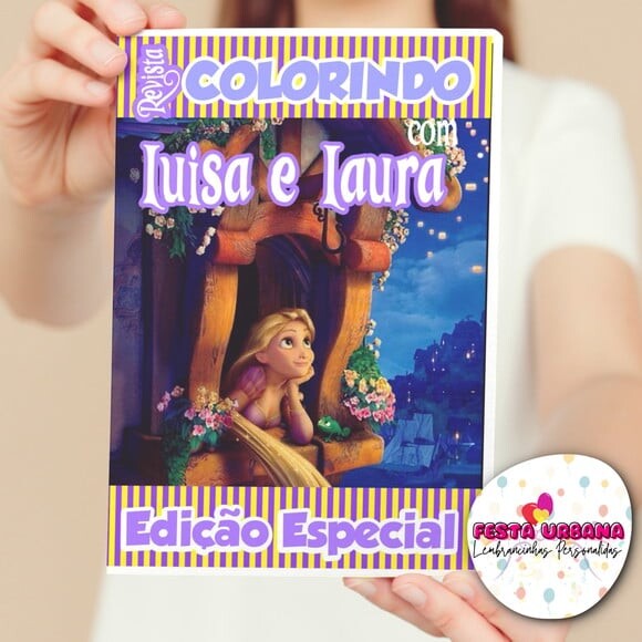 Livro de Colorir Enrolados Rapunzel Tam G 15x21 Cm | Lembrancinha