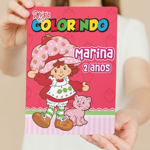 Livro de Colorir Moranguinho Anos 80 Tam G 15x21 cm | Lembrancinh