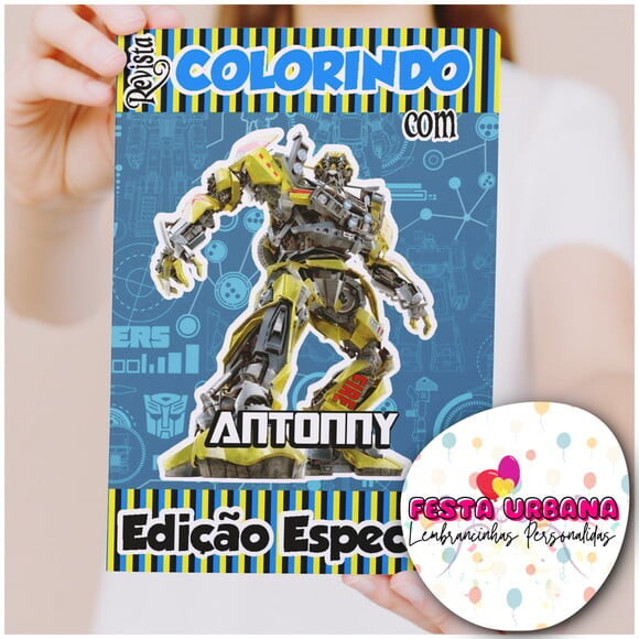 Livro de Colorir Transformers Tam G 15x21 cm | Lembrancinha Festa
