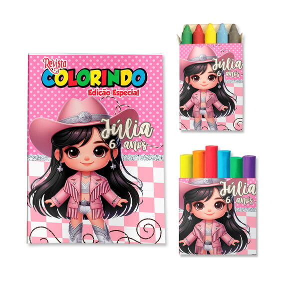 Kit Colorir com Giz e Massinha Boiadeira Ana Castela Country | Le