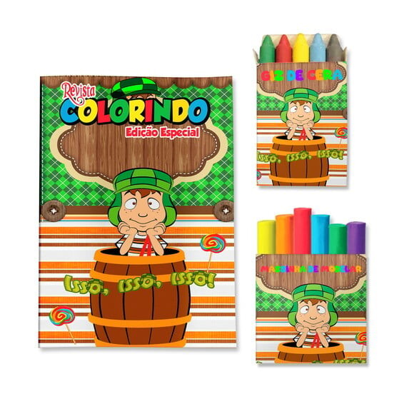 Kit Colorir com Giz e Massinha Chaves | Lembrancinha Festa Infant