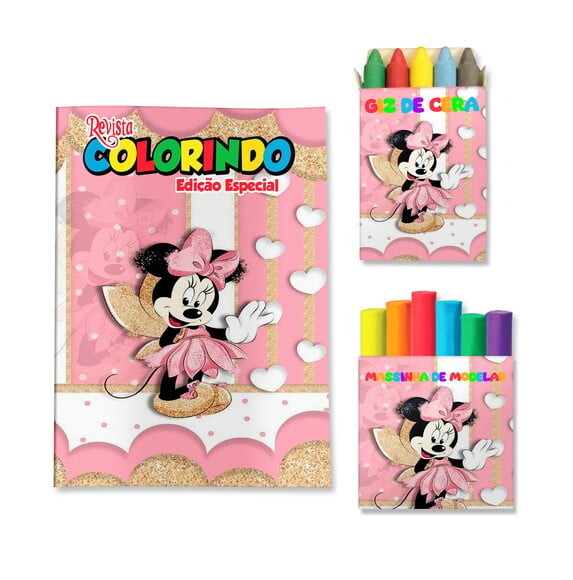 Kit Colorir com Giz e Massinha Minnie Fadinha | Lembrancinha Fest