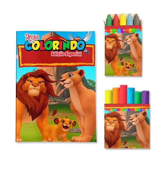 Kit Colorir com Giz e Massinha Rei Leão | Lembrancinha Festa Inf