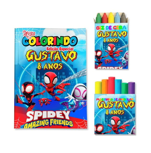 Kit Colorir com Giz e Massinha Spidey e Seus Amigos Espetaculares