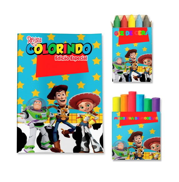 Kit Colorir com Giz e Massinha Toy Story | Lembrancinha Festa Inf