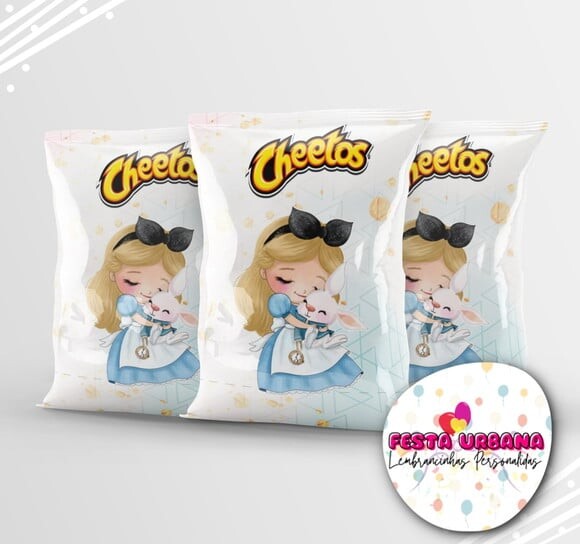 Saquinho para Salgadinho Personalizado Alice no País das Maravil