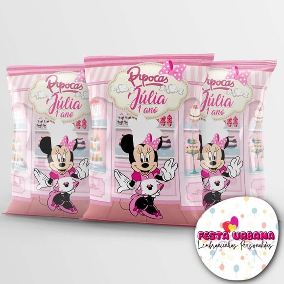 Saquinho para Salgadinho Personalizado Confeitaria da Minnie Pers