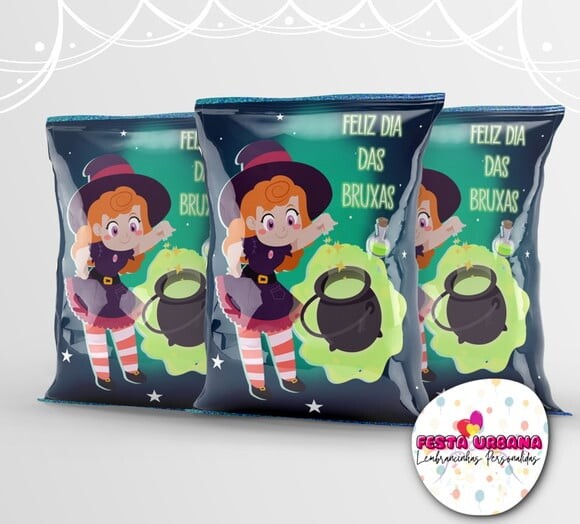 Saquinho para Salgadinho Personalizado Dia Das Bruxas Halloween P