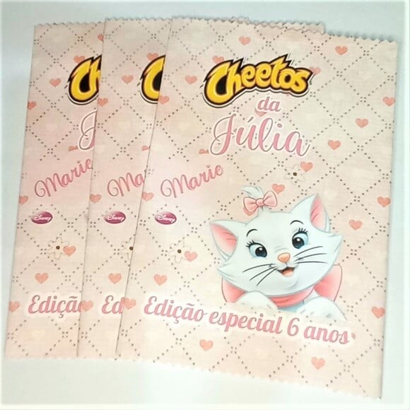Saquinho para Salgadinho Personalizado Gatinha Marie Personalizad