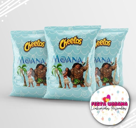Saquinho para Salgadinho Personalizado Moana Personalizado | Fest