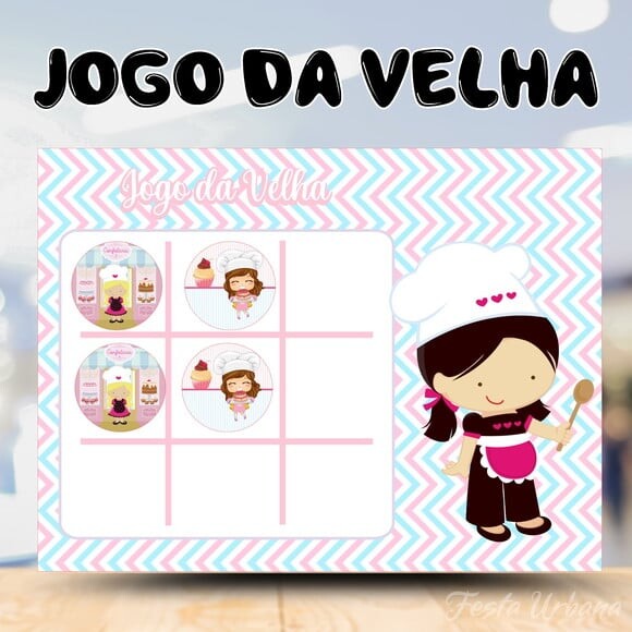 Jogo da Velha Confeitaria Personalizado | Lembrancinha Festa Infa