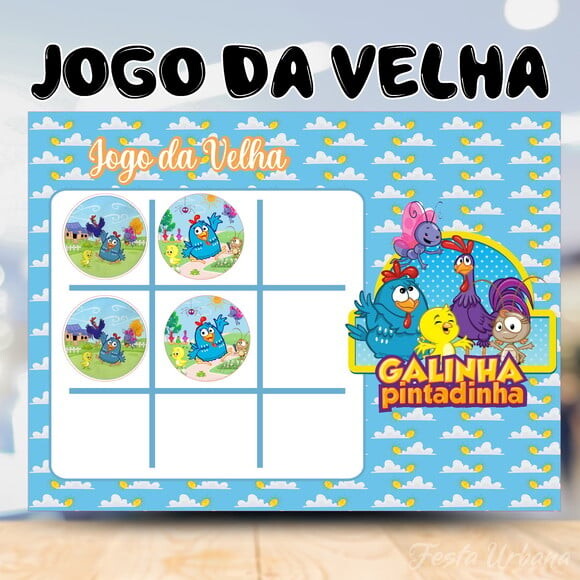Jogo da Velha Galinha Pintadinha Personalizado | Lembrancinha Fes