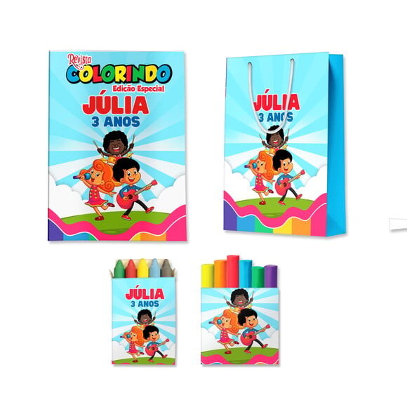 Kit Colorir com Massinha e Sacola 3 Palavrinhas | Lembrancinha Fe