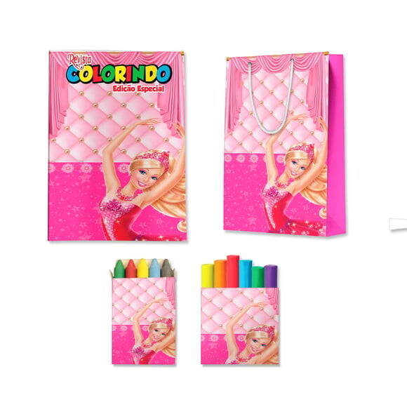 Kit Colorir com Massinha e Sacola Barbie Bailarina | Lembrancinha