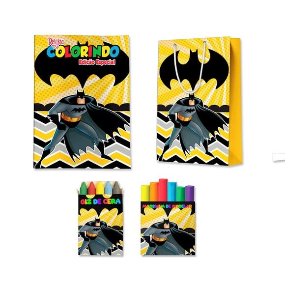 Kit Colorir com Massinha e Sacola Batman | Lembrancinha Festa Inf