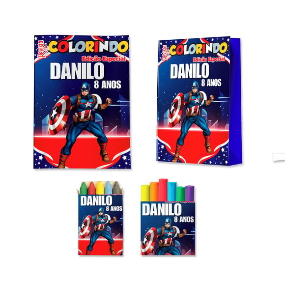 Kit Colorir com Massinha e Sacola Capitão América | Lembrancinh