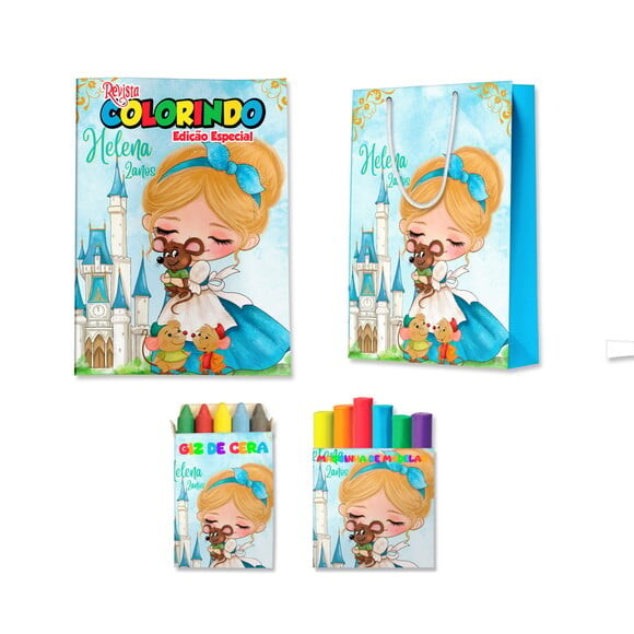 Kit Colorir com Massinha e Sacola Cinderela Cute Baby | Lembranci