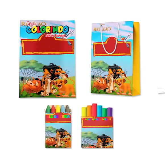 Kit Colorir com Massinha e Sacola Guarda do Leão | Lembrancinha 
